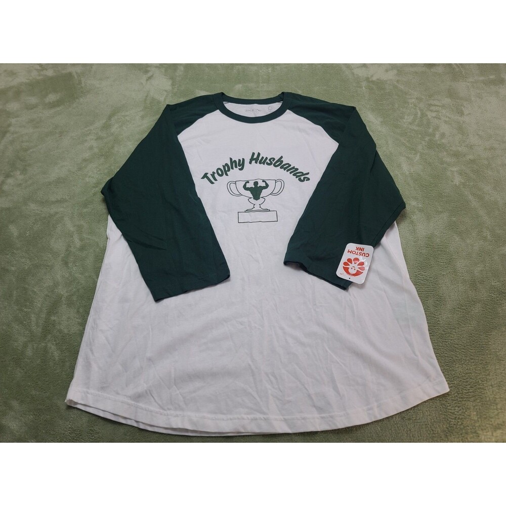 Mens Baseball Shirt Cotton  T-Shirt Size Long Sleeve 2XL LOGO (Trophy Husband)